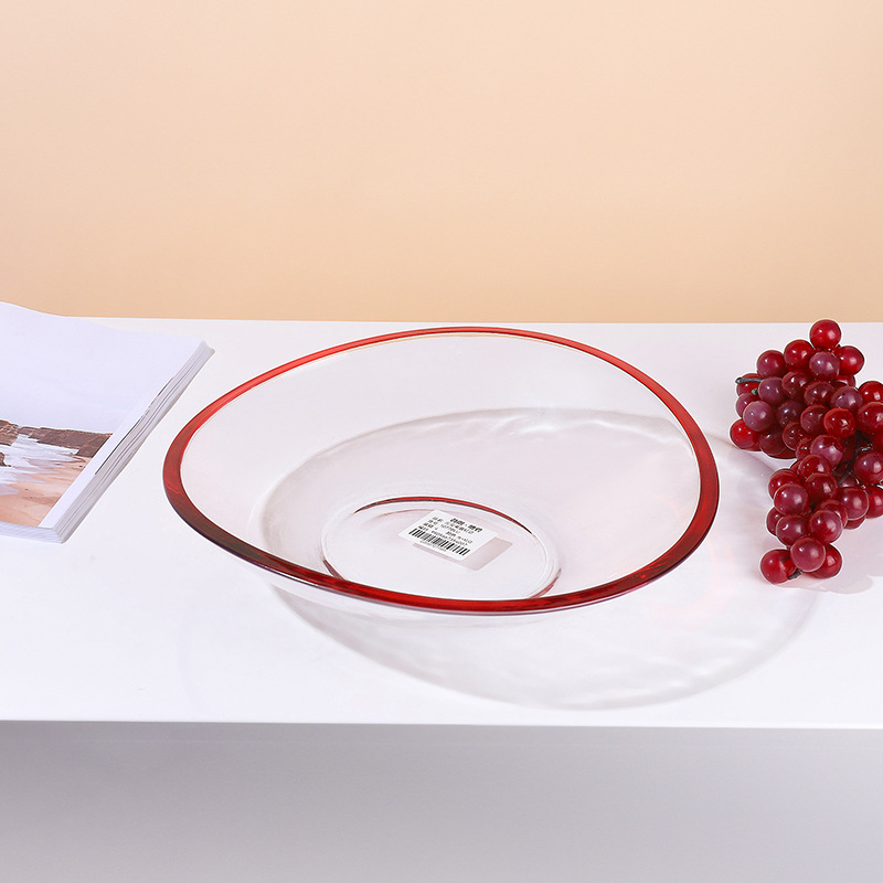 透明果盘家用客厅茶几简约摆件元宝果盘创意玻璃水果篮点心零食盘图