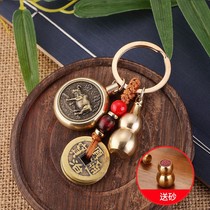 Brass 12 zodiac key chain pendant wholesale explosive goods transfer money hand piece patron saint pendant five emperor money