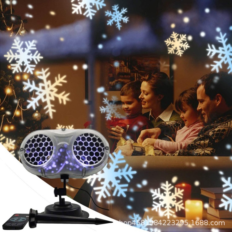 Amazon's best-selling Christmas snow lantern: Remote control double-tube large-area snow lantern, 3D dancing snow lantern