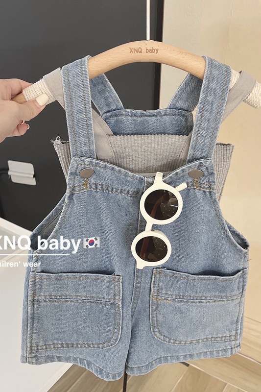 Girls' denim overalls and shorts, Korean children's clothing, loose capri pants for boys and girls, casual pants for girls, summer Item Picture