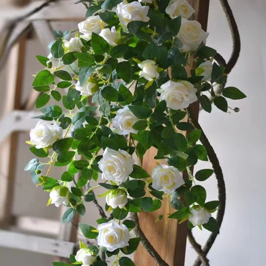 Wedding background props, ceiling artificial flowers, rose artificial flowers, hanging flower vines, wall hangings, interior soft decorations Application Scenario