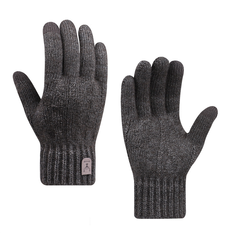 2023 New Men's Warm Gloves Winter Touch Screen Plus Fleece Gloves Cold Warm Wool Knitted Gloves Wholesale Item Picture