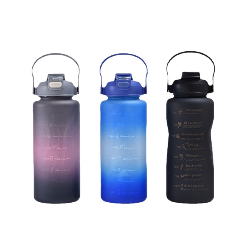 New Gradient Plastic Water Cup Outdoor Portable Double Drink Cup Creative Large Capacity Three-Piece Set Stacked Gift Kettle Item Picture