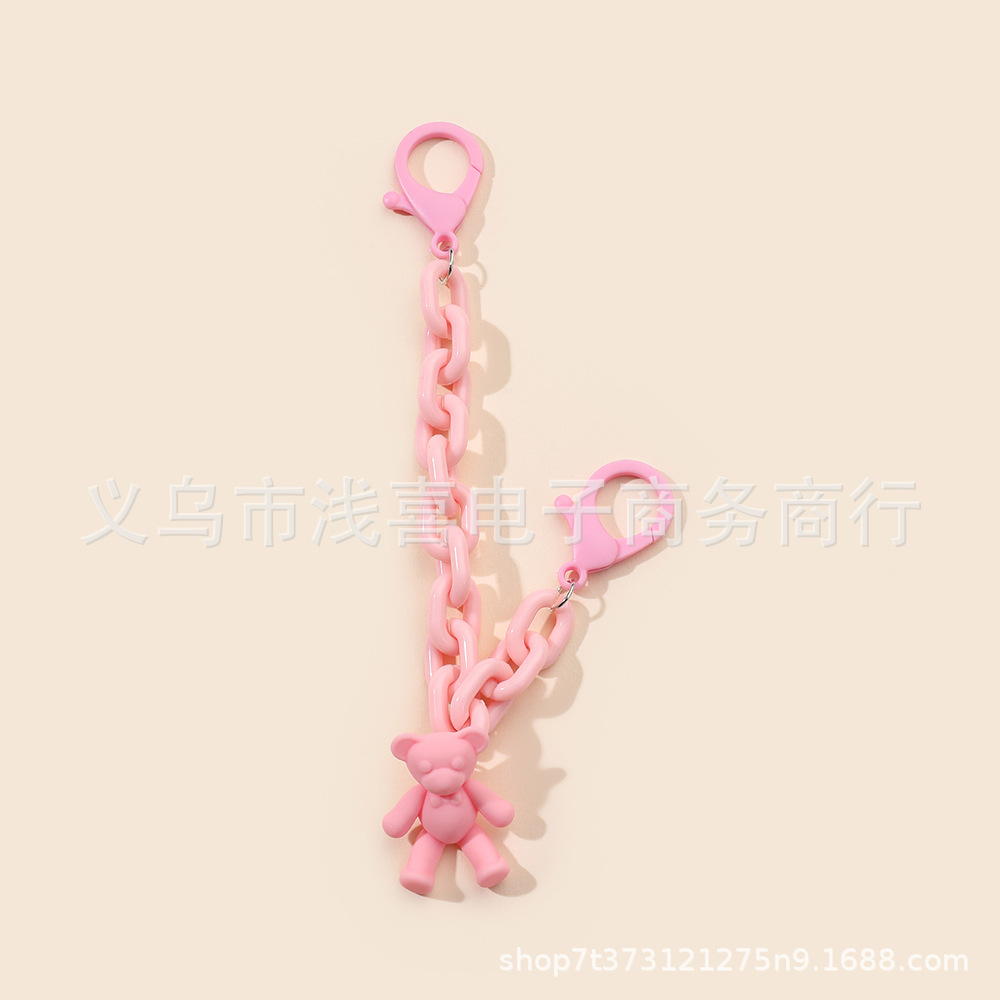Cartoon bear mobile phone pendant, diy couple keychain pendant, female Instagram influencer mobile phone case chain, bag pendant details Picture