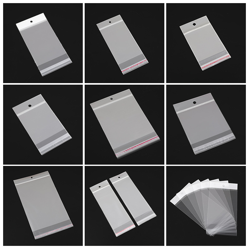 opp card head bag, transparent plastic packaging bag, jewelry and stationery transparent hanging head bag, opp bag printed LOGO details Picture