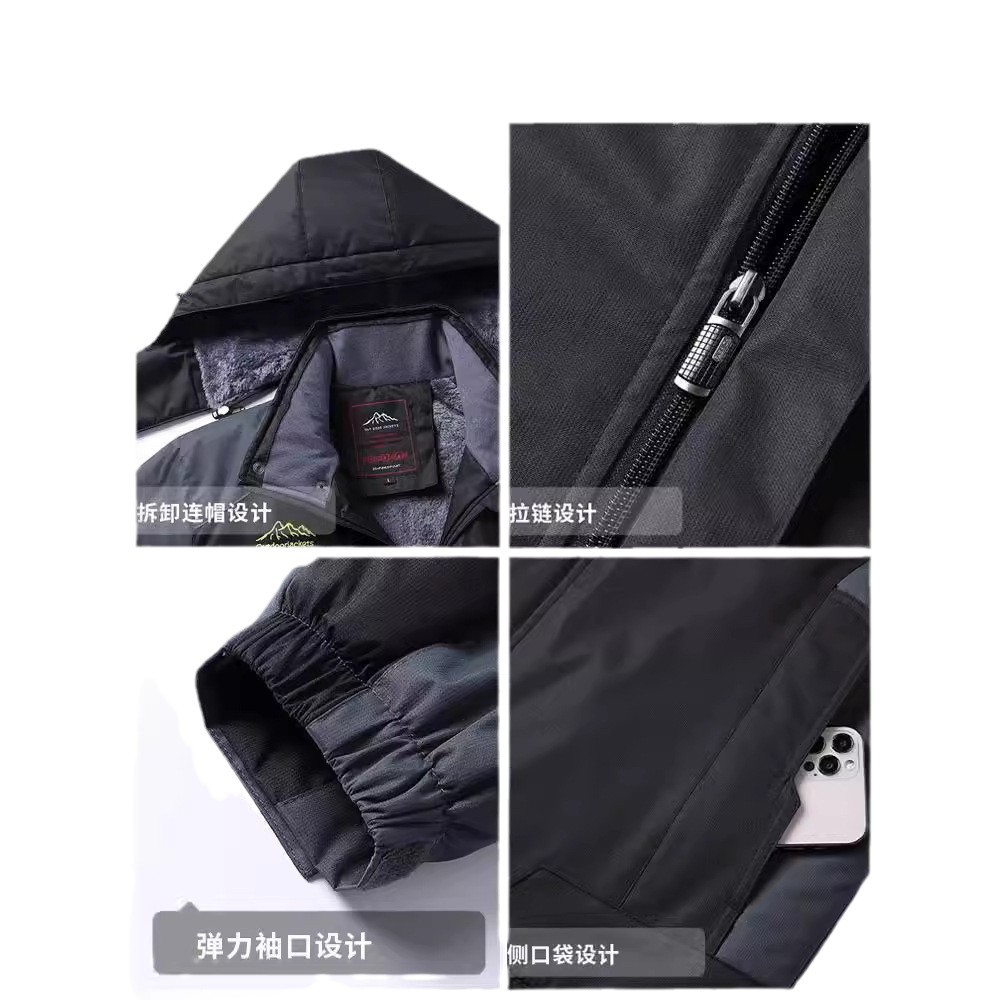 Men's fleece and thickened winter warm cotton-padded jacket, dad's winter coat, windproof and cold-resistant cotton-padded jacket for men Item Picture