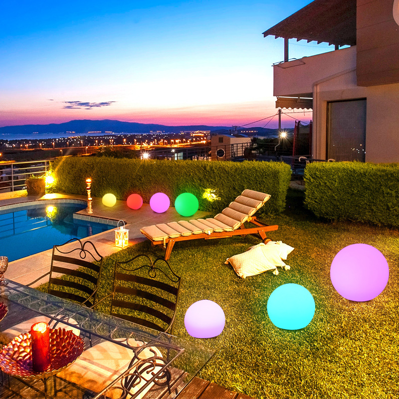 LED light-emitting spherical lamps, creative lawn decoration, seven-color outdoor landscape, PE spherical lamps, spherical LED decorative lamps Application Scenario