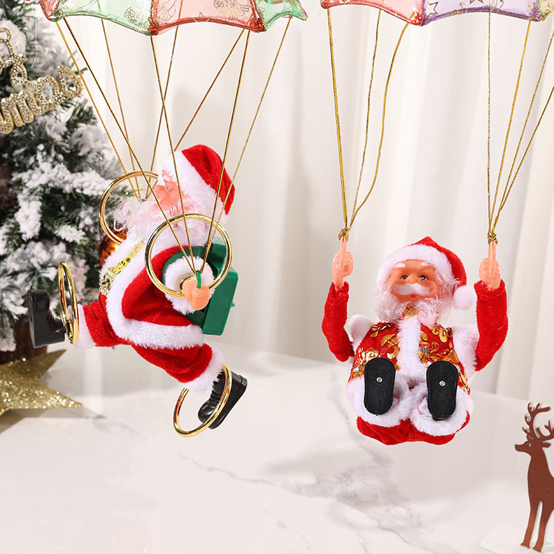 Creative Ceiling Hanging Electric Music Parachute Santa Somersault Dance Christmas Decorations Gifts details Picture