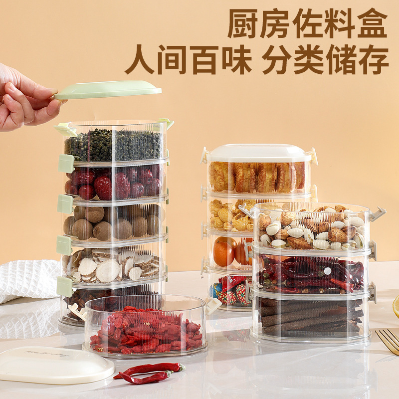 Kitchen Spice Storage Box Onion Ginger Garlic Fresh-Keeping Box Can Be Superimposed Food Sealed Box Food Grade Small Material Packaging Box details Picture