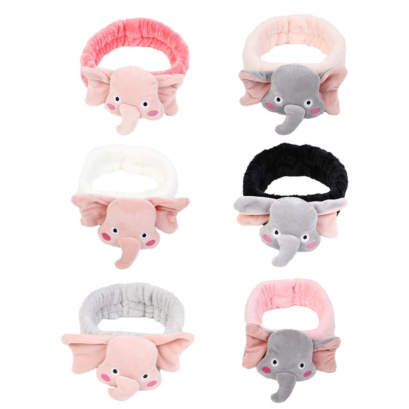 Net Red New Plush Cartoon Soft Cute Elephant Hair Band Face Makeup Elastic Hair Band Headband Accessories Wholesale details Picture