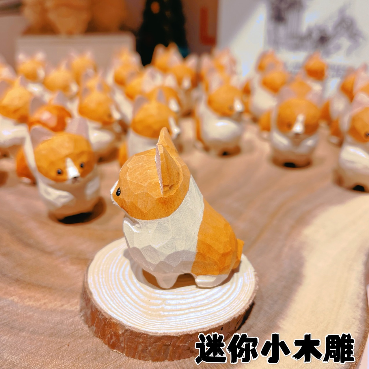 柯基狗小猫小狗橘猫木雕摆件礼品挂件配饰小柯基狗小木偶木雕跨境