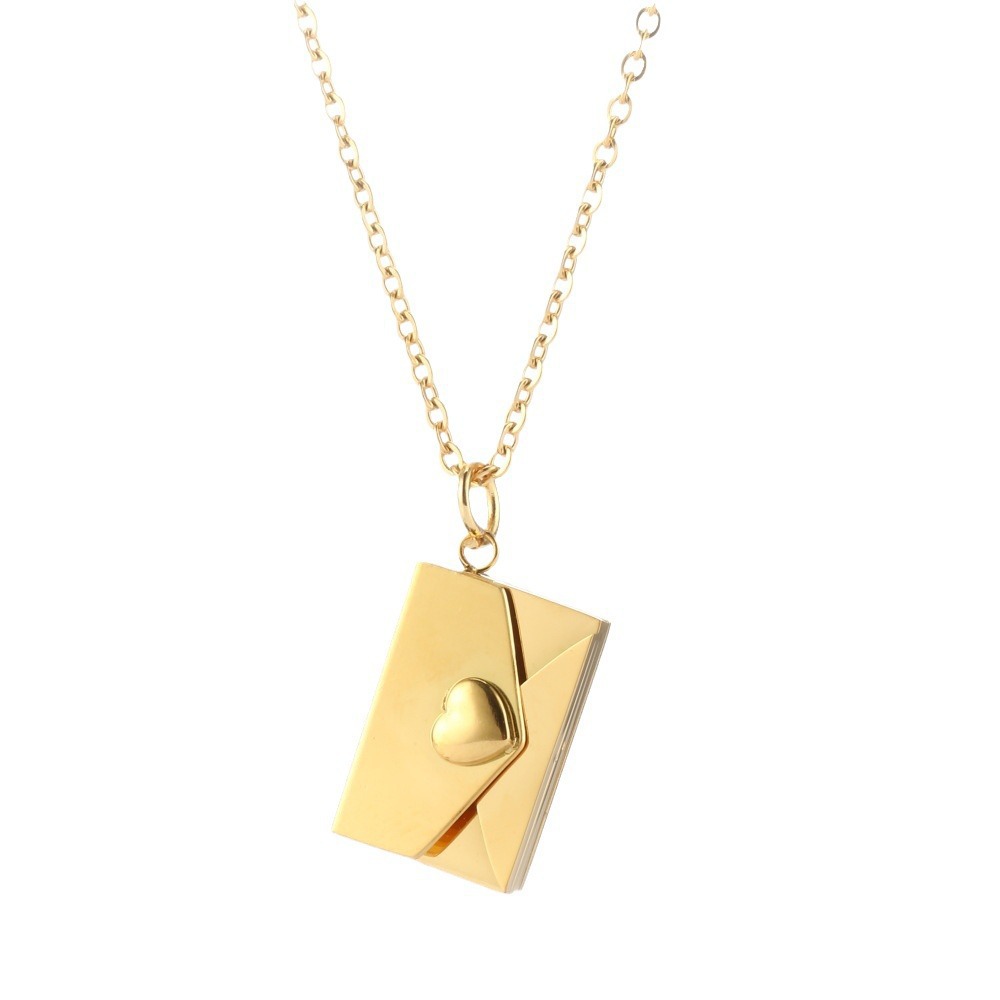New Vintage Love Letter Envelope Stainless Steel Pendant Couple Accessories Personality Style Girl Titanium Steel Square Geometric Necklace Item Picture