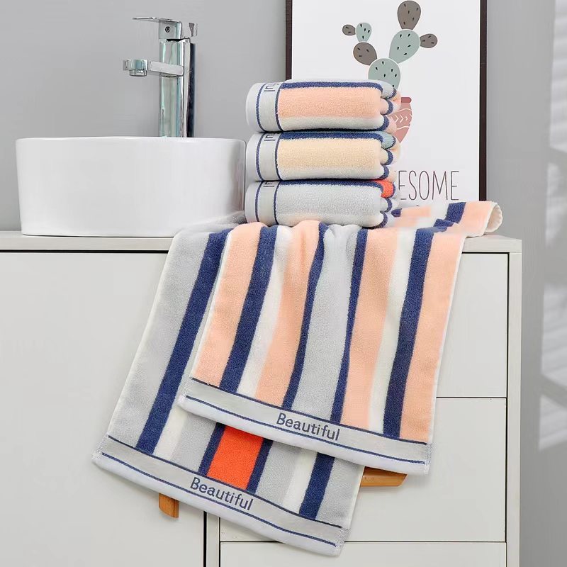 Forsweet Cotton Face Bath Towel Couple Absorbent Face Towel Business Super Classic Stripes Company Gifts Can Be Embroidered Logo details Picture