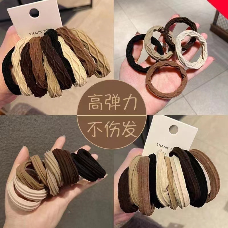 High-elasticity Maillard hair ties, durable rubber bands for tying hair, high ponytail hair bands, simple and elegant headwear for sale