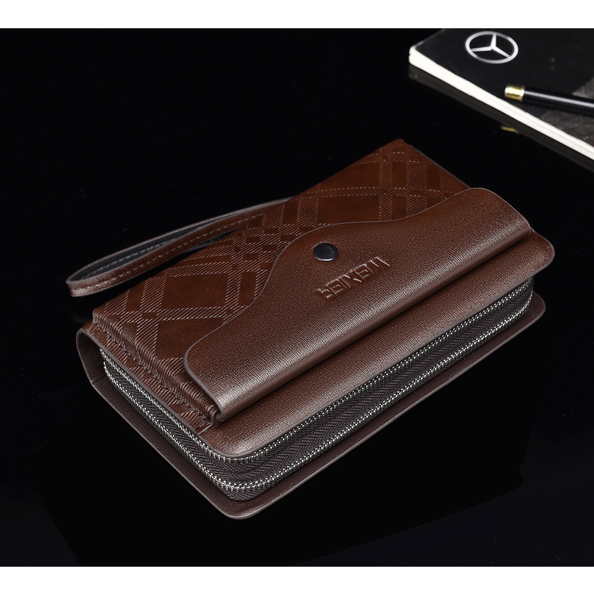 休闲男士长款商务钱包便携手抓包pu大容量双拉链手拿包多卡位夹包详情23