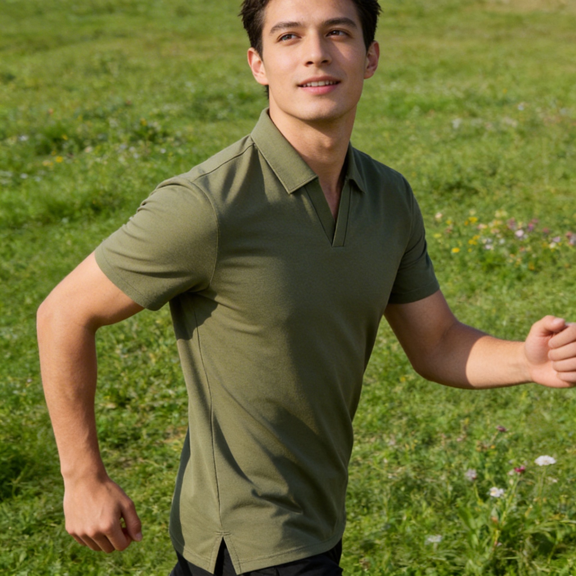 7A抗菌高级感polo衫男士商务冰感T恤男翻领无缝压胶上衣潮短袖速