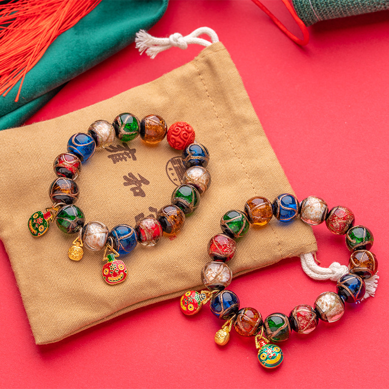 The Same Style Of Palace Incense Ash Glazed Five-Color Multi-Treasure Gold-Devouring Beast Fashion Bracelet For Both Men And Women As The Stars Yong And Qin Xiaoxian details Picture