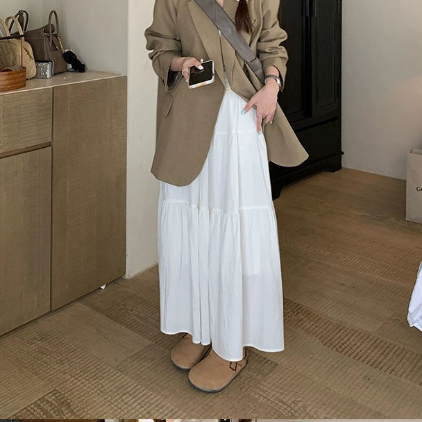 粉色半身裙女春秋夏季2024新款高腰显瘦a字长裙小个子蓬蓬蛋糕裙细节图
