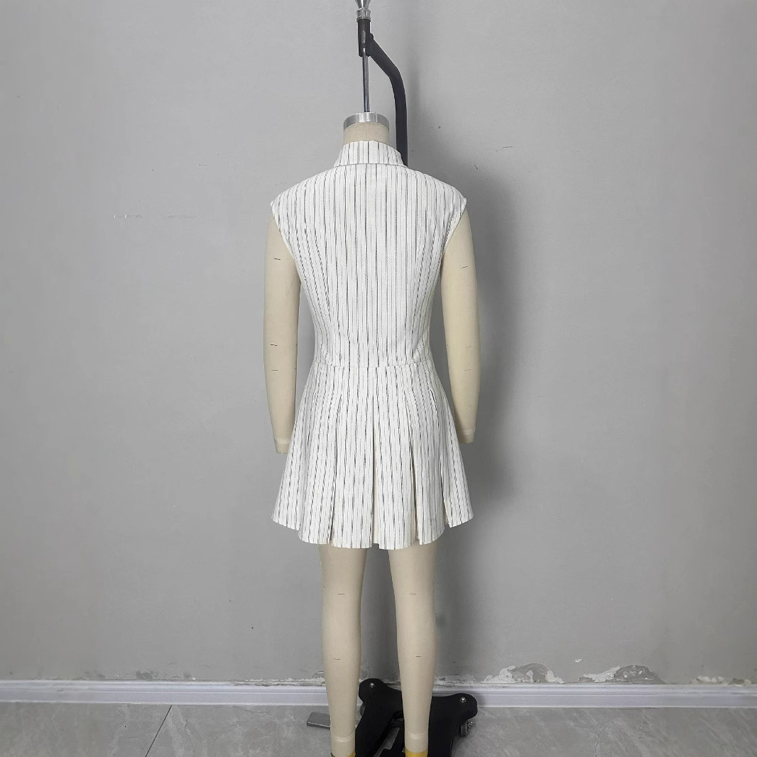 European and American cross-border women's clothing 2025 Summer new style simple commuting fitted sleeveless single-breasted shirt dress Application Scenario