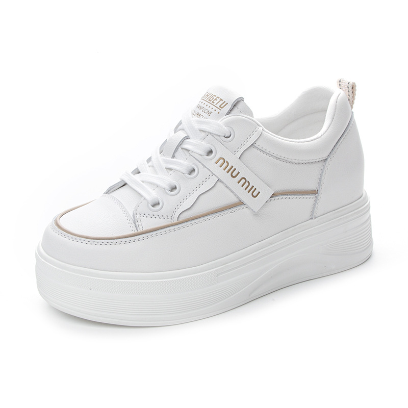 头层牛皮小个子内增高小白鞋松糕厚底运动鞋夏季网面透气休闲女鞋详情图5