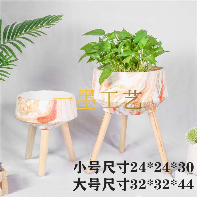 Nordic-style magnesium oxide flowerpots with feet for balcony bonsai, creative and simple flower stand combination, large flowerpots for indoor green plants details Picture