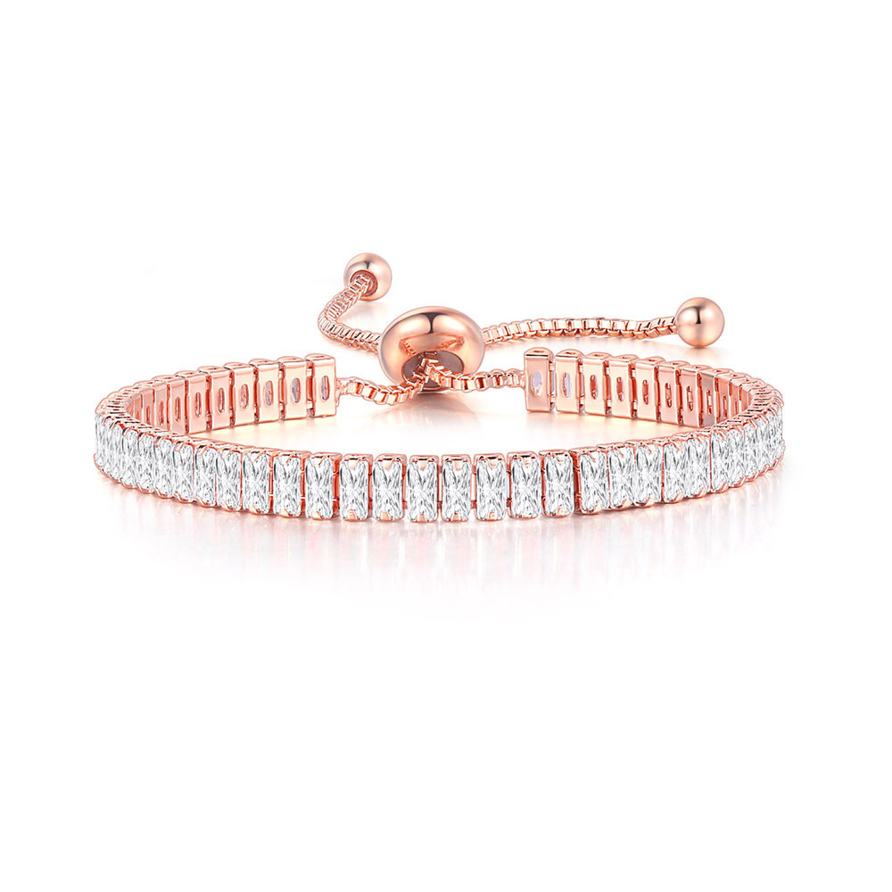Kashi Jewelry: A popular rectangular zircon bracelet for women in Europe and America, a cross-border bestseller. Adjustable crystal birthstone jewelry details Picture