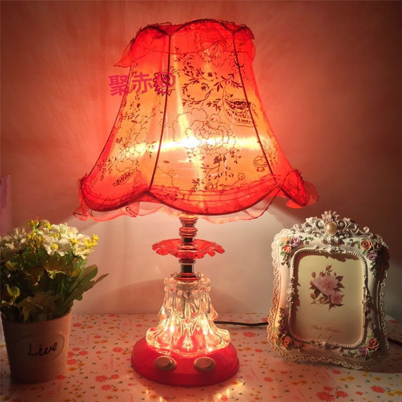 卧室温馨床头灯 创意欧式简约现代暖光红色婚房个性夜灯结婚台灯详情图1