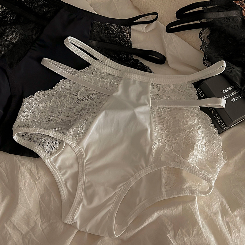 Mid-Waist Large Size Women's Underwear Female Fat Mm200 Pounds Pure Desire Ins Wind Sexy Hip Lift Belly Hollow Triangle Pants Specification drawing