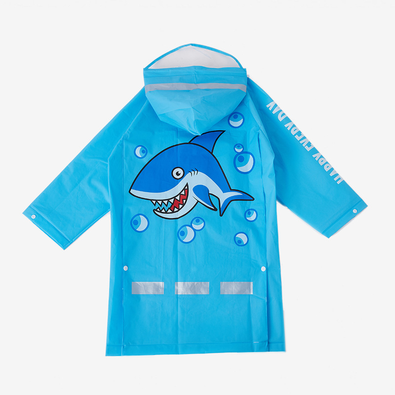 Children's Raincoat Students 4 To 10 Years Old Long Cartoon Backpack To Make E4 details Picture