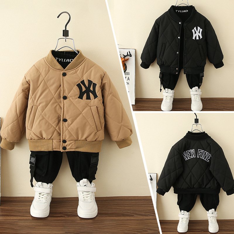 冬季儿童装夹棉棒球服秋冬男孩外套2021年韩版短款男童棉服代发潮