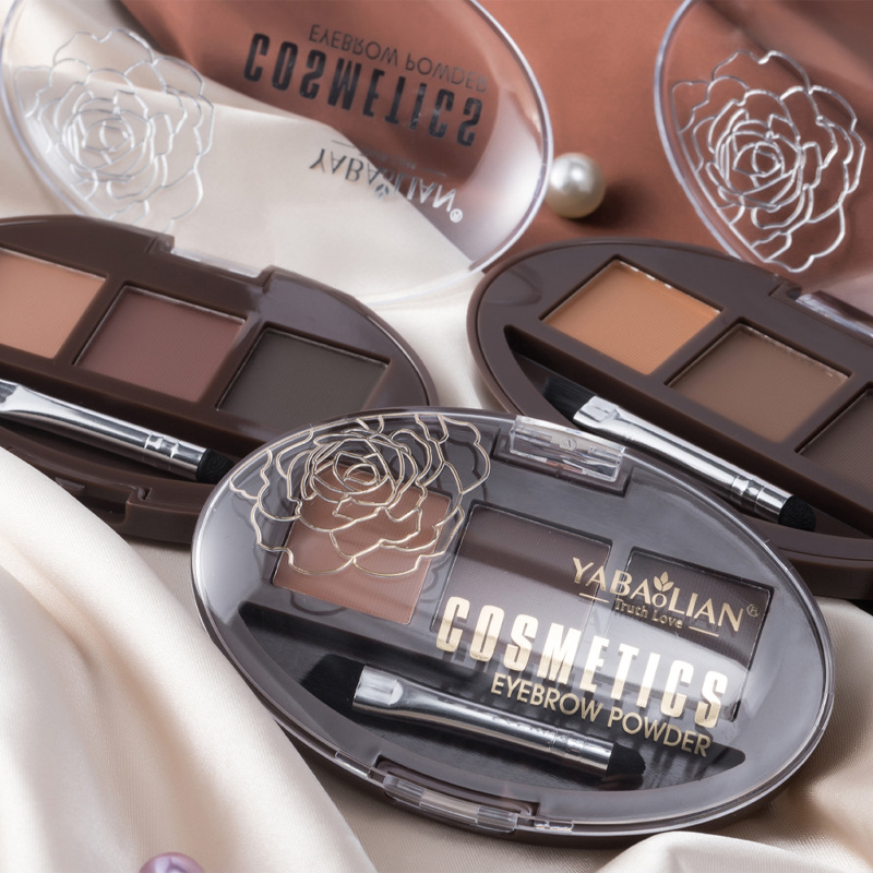 Cross Border Amazon Eyebrow Powder Female Three-Color Eyebrow Cream Eyeshadow Contouring 3-In-1 Waterproof And Sweat Resistant Natural Makeup Is Not Easy To Remove details Picture