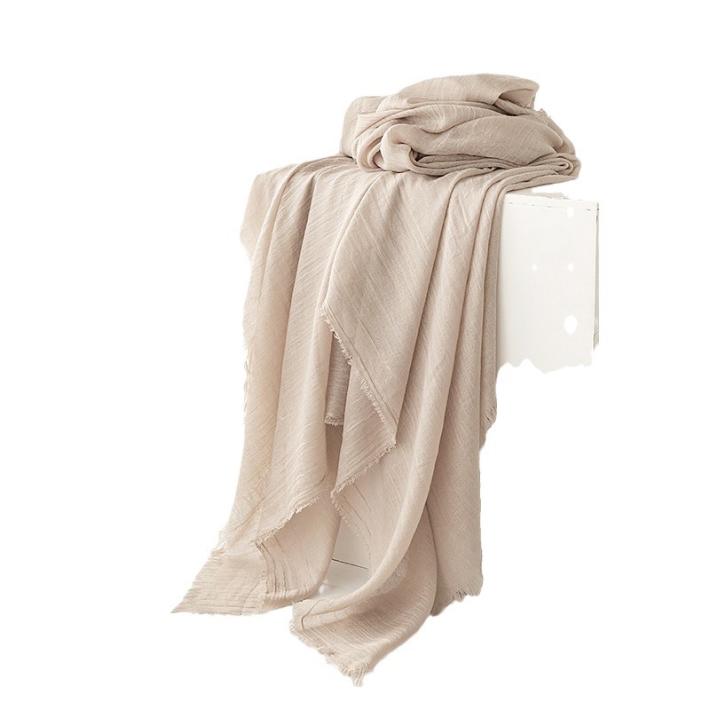 New Summer Pure Color Simple Scarf Commuter Sun Shawl Scarf Scarf Women's Senior Sense Silk Scarf Scarf Wholesale Item Picture