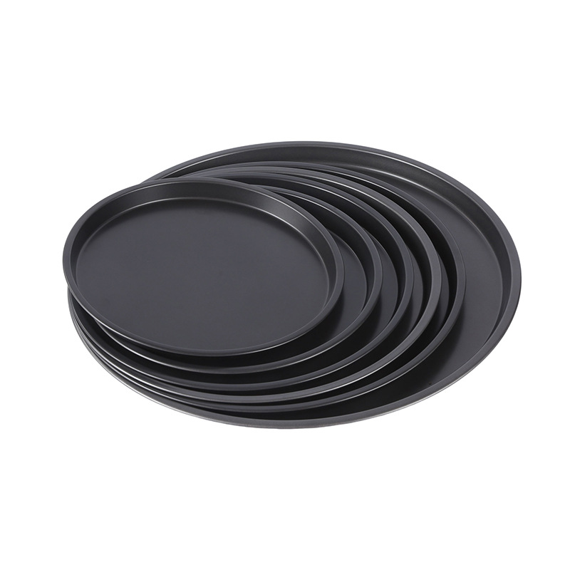 Non-Stick Baking Sheet Pizza Pan Black Carbon Steel Baking Sheet Pizza Mold Baking Tools Household Commercial Round Tray Item Picture