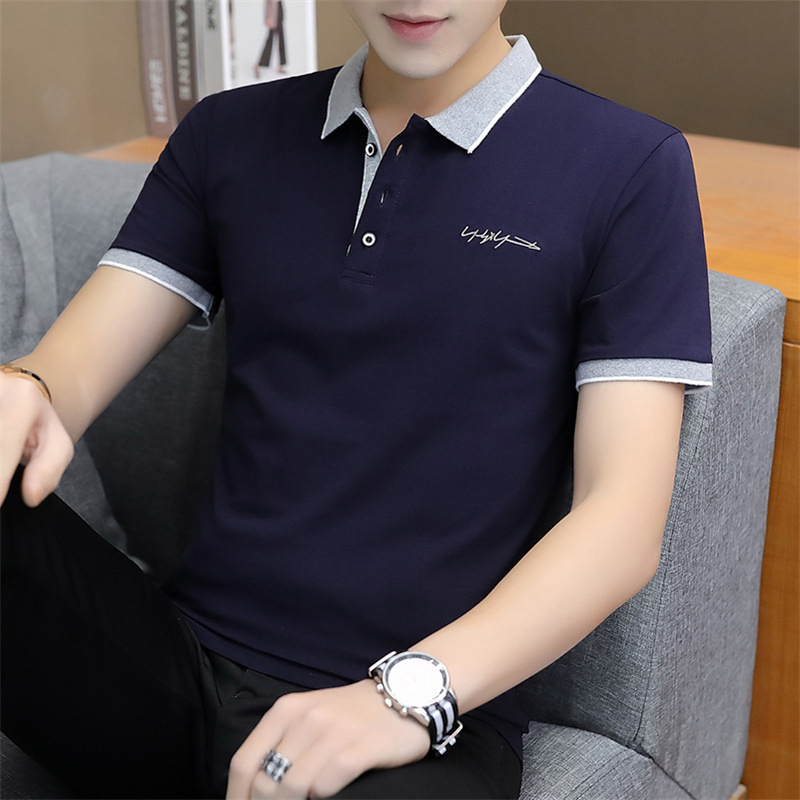 Men's short-sleeved POLO shirt 2025 new style summer lapel cotton T-shirt Business clothes young and middle-aged embroidered top details Picture