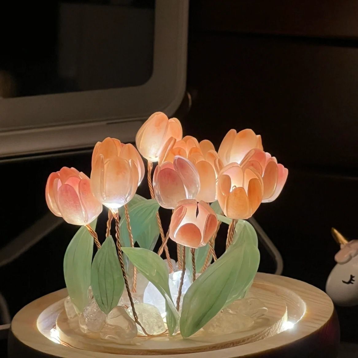 Internet-famous DIY creative tulip table lamp gift display, ambient light, heat shrink film Qixi Festival gift, small night light Specification image