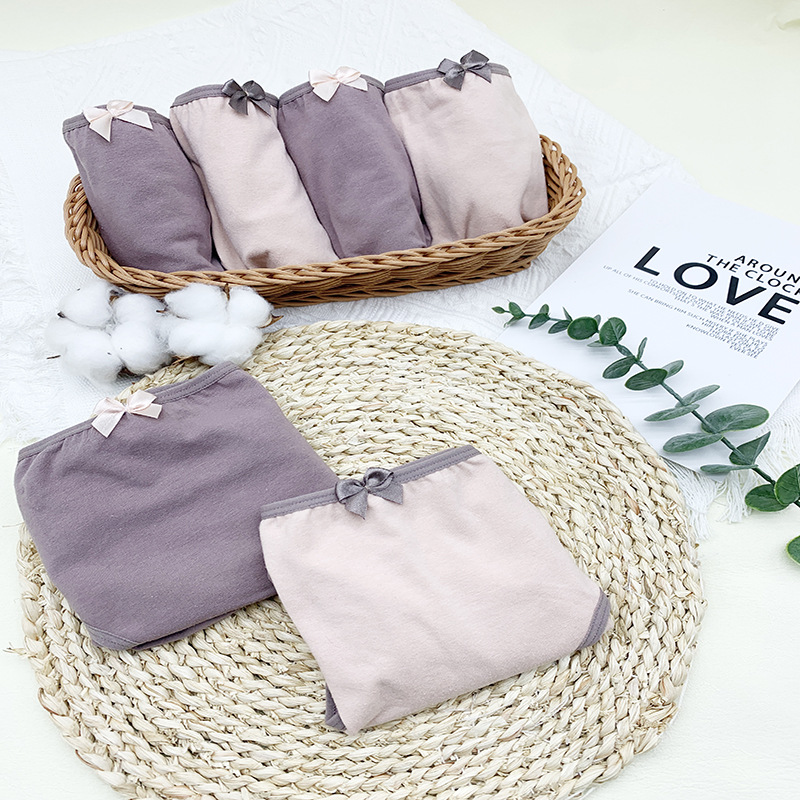 Japanese-style girls' underwear, all-cotton underwear, growth period triangle pants, mid-waist pure cotton comfortable underwear, warm winter underwear details Picture