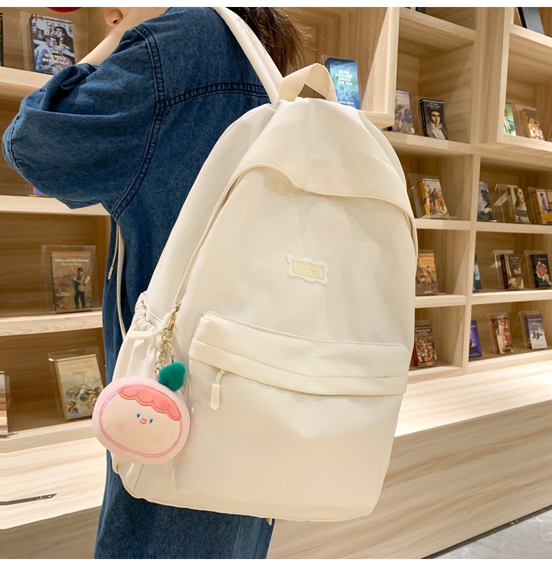 2023 Junior High School Girls Simple Leisure Travel Backpack Japanese Students Portable Korean Version Solid Color Large Capacity Backpack