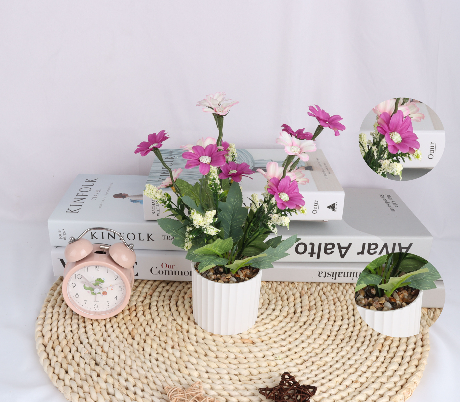 Simulated jumping orchid and chrysanthemum bonsai/simulated flower bonsai/furniture ornaments/simulated potted plants/simulated flowers creative small interior room details Picture
