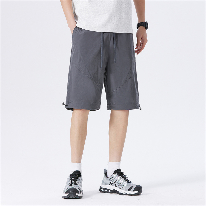 Summer ice silk shorts, men's fashion brand ins loose outerwear with large slits, men's mid-length pants, thin casual capri pants Specification image