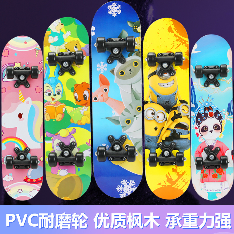 Beginner four-wheel skateboard, boys and girls, children aged 3-6, flashing wheel toys, cartoon protective gear, skateboard Specification image