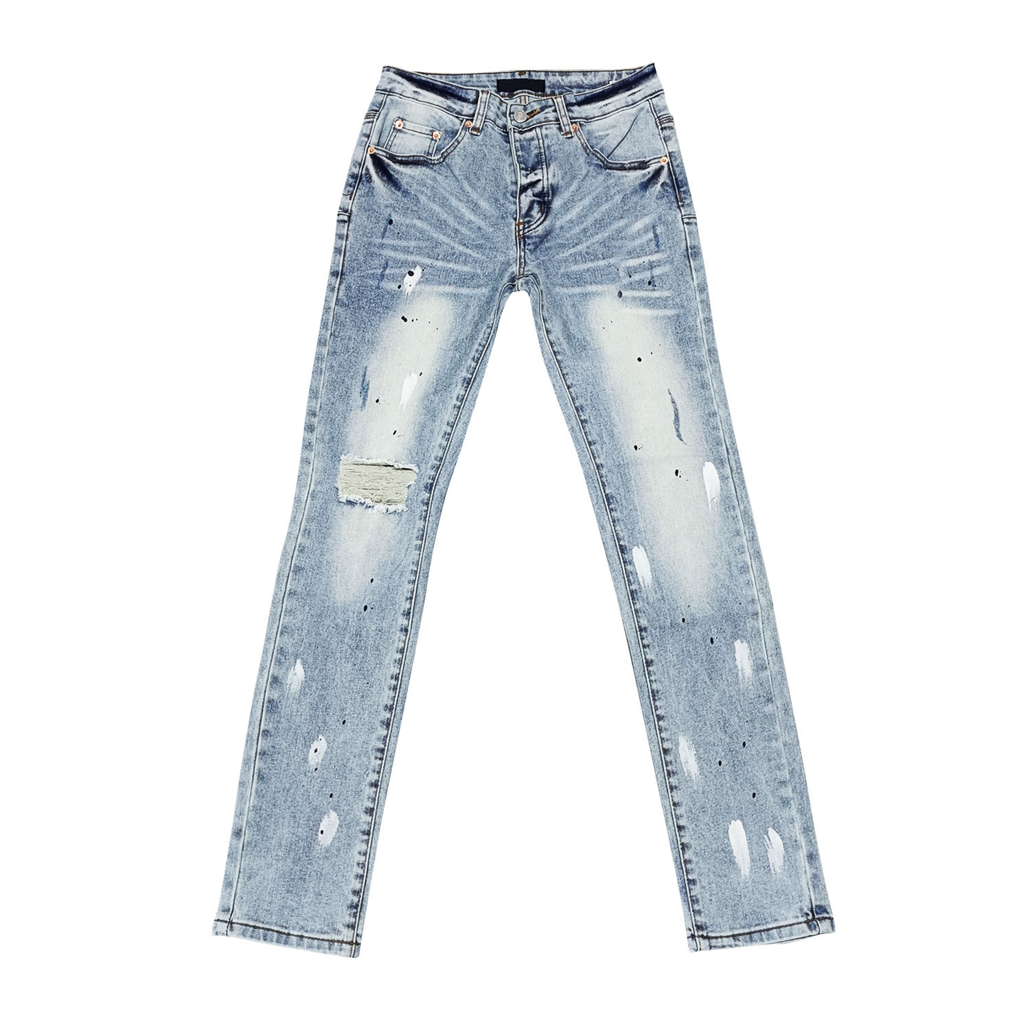 Hot-selling all-season youth men's jeans, American hip-hop ripped jeans, washed cat beard jeans, a trendy brand Item Picture