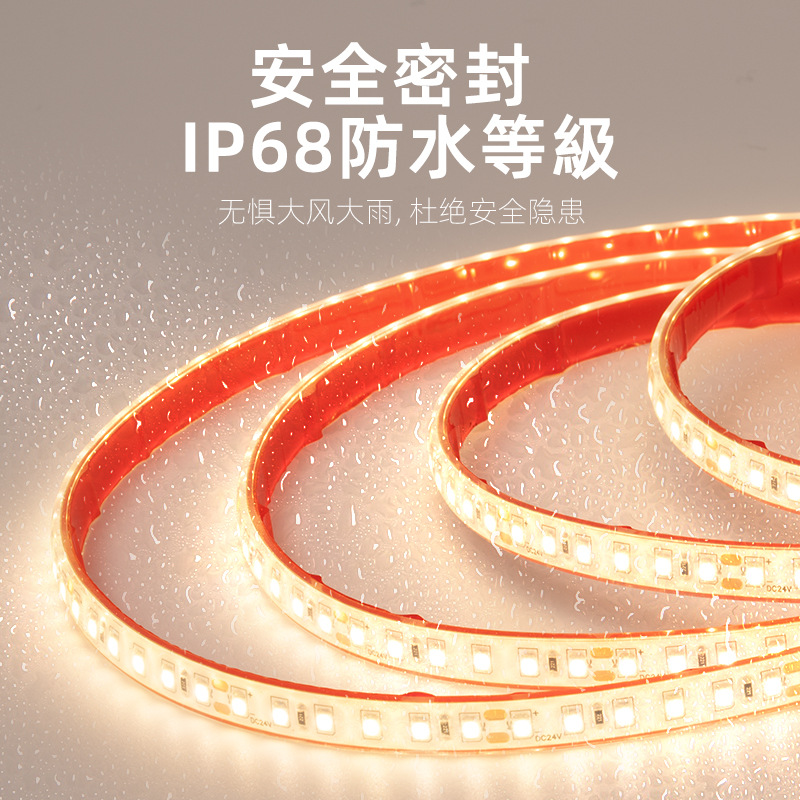 24V solid silicone low-pressure waterproof light strip, self-adhesive engineering landscape lighting, outdoor light bar, underwater LED linear light Specification image