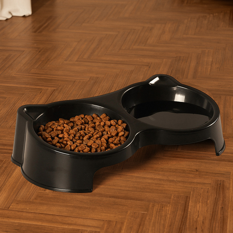 宠物猫碗喂食碗猫咪狗食盆加高猫粮碗喂水双碗斜口护颈防打翻狗盆