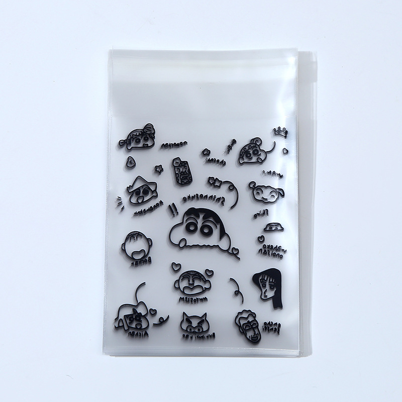 Cartoon printed opp self-adhesive bag, line puppy plastic self-sealing bag, Polaroid photo self-adhesive bag Item Picture