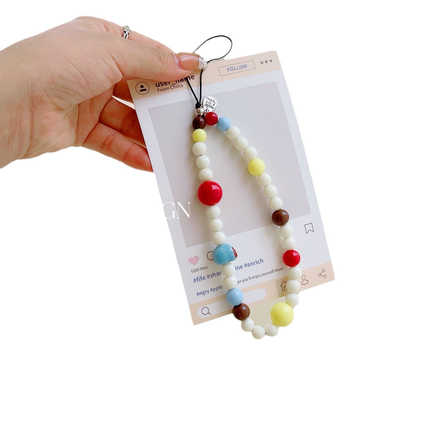 ins niche macaron beaded colorful short lanyard, keychain, bag pendant, portable phone short lanyard Item Picture