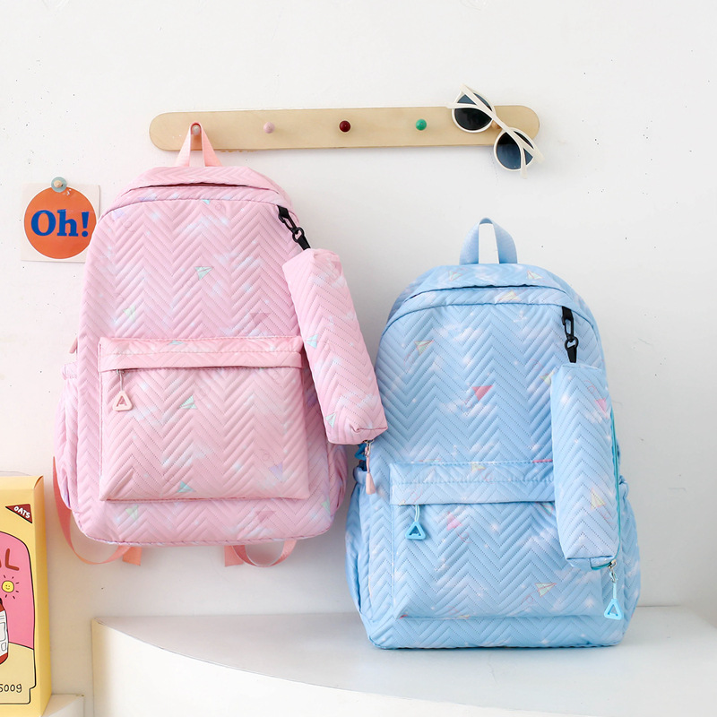 Cross-border nuevo estilo engrosado presurizado impresión mochila estudiante de primaria estudiante de secundaria estudiante de secundaria alta capacidad de tres piezas mochila escolar Specification image