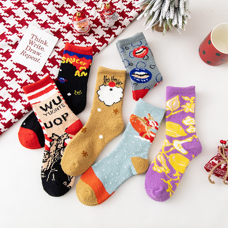 Autumn And Winter Coral Velvet Socks Women Add Velvet Thickening Home Floor Tube Coral Velvet Warm Hair Sleep Socks