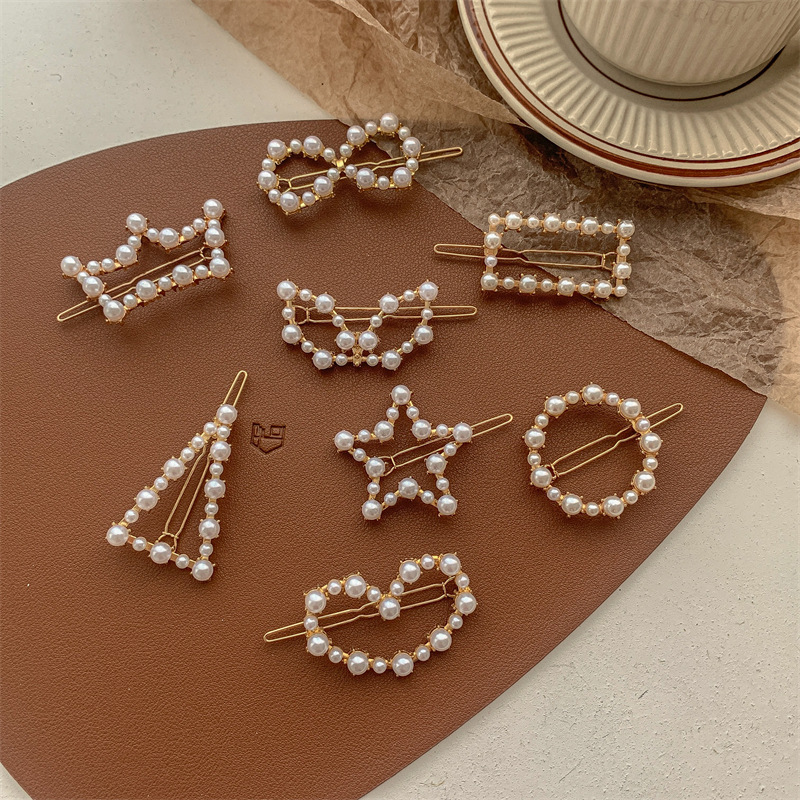 Pearl hair clips, bangs, forehead hair clippers, bb clips, popular one-line hair clips, 2022 new style clip headwear pic 5