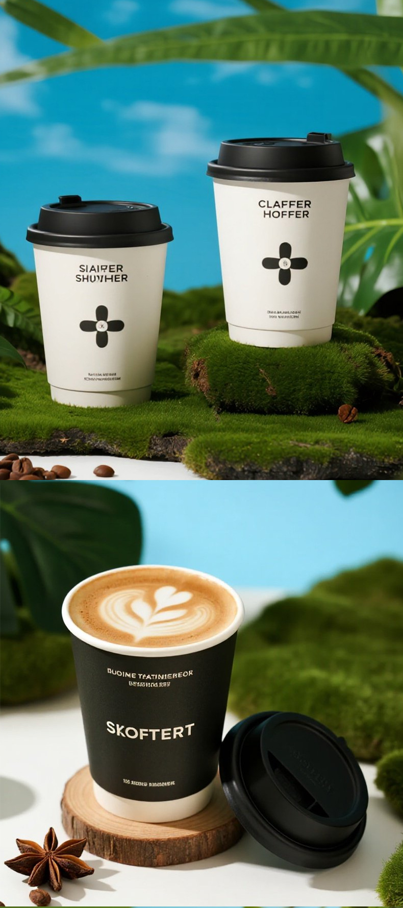 双层咖啡一次性纸杯商用定制logo1000只 加厚中空9盎司奶茶广告杯详情9