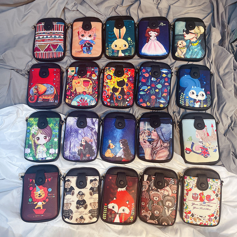 2021 new women's single shoulder mobile phone bag single pull female backpack national style retro female bag mini cute diagonal bag Application Scenario